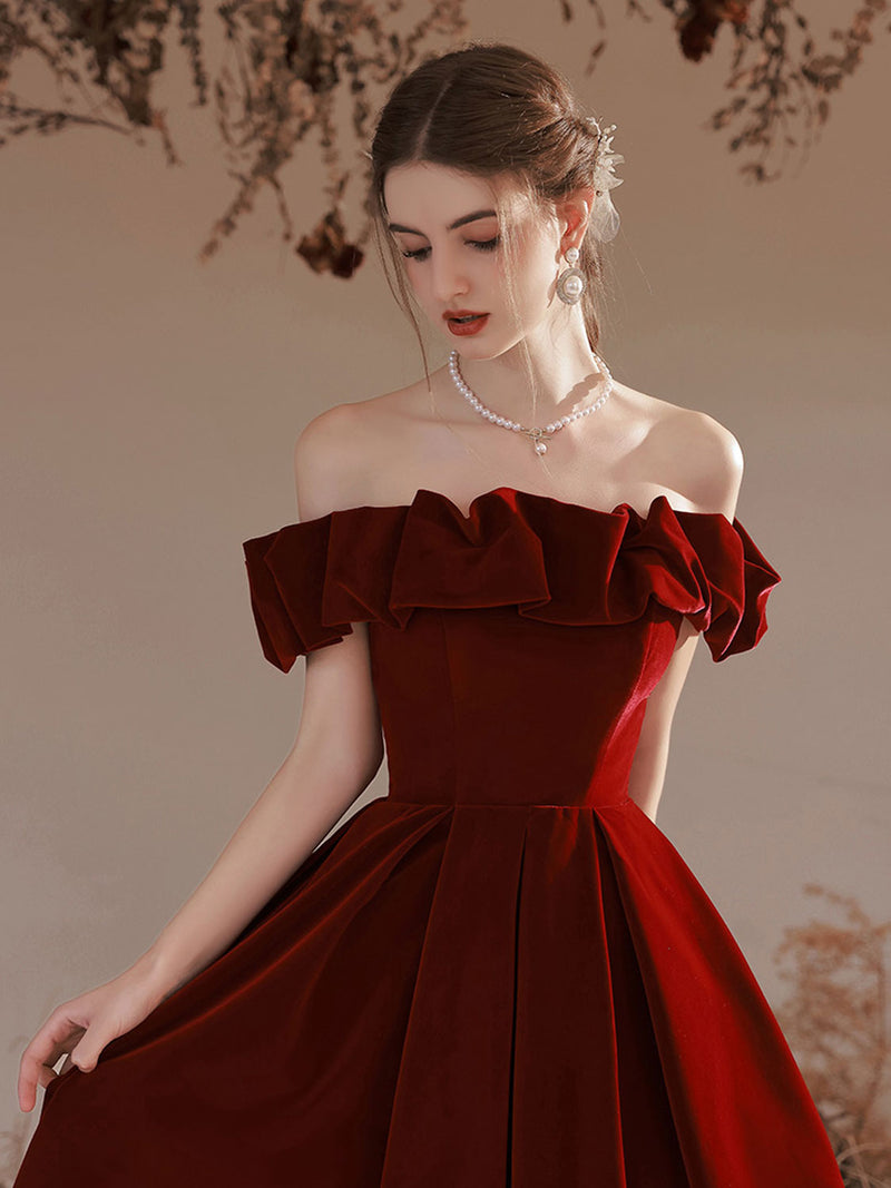 burgundy evening dress